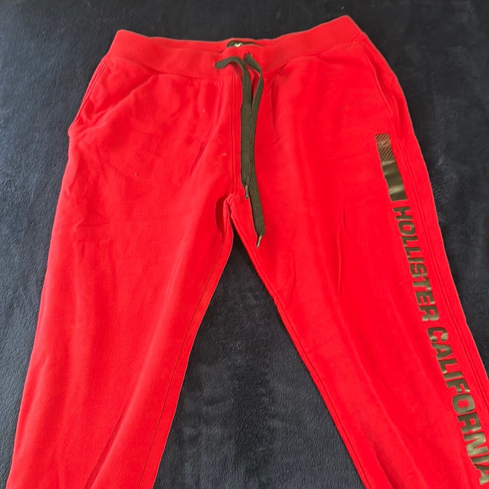 Red Hollister joggers